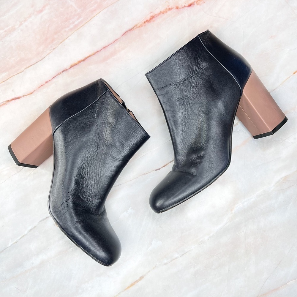 Marni Black Leather Block Heels Booties Boots Shoes 39